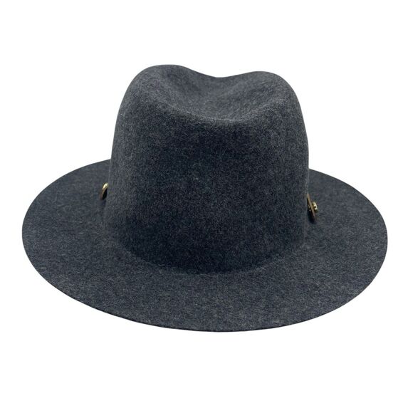 Rag & Bone Womens Hat Fedora Gray Wool Leather Band Sz Medium Floppy Brim Fall